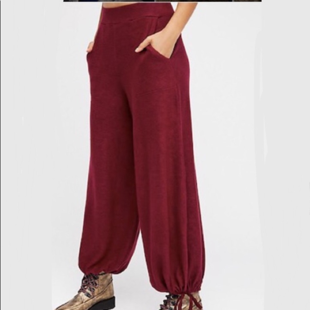 Free People Maroon Cuddle Bunny Joggers